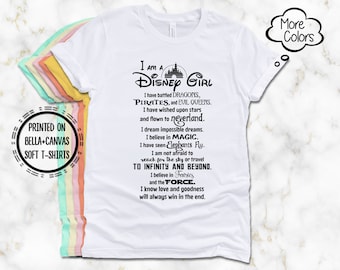 I am a Disney Girl T-Shirt, Printed on Super Soft Comfy Bella Canvas T-Shirts, Disney Girl Cute T-Shirt, Girl's Disney Dream Shirt