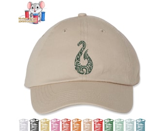 Maui Hook Makau Embroidered Dad Hat, Adjustable Adult & Youth Sizes, Variety of Cap and 80 Stitch Colors, Low Profile Hat