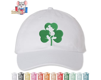 Shamrock Mickey Embroidered Dad Hat, Lucky Mickey Hat, Adjustable Adult & Youth Sizes, Variety of Cap and 80 Stitch Colors, Low Profile Hat