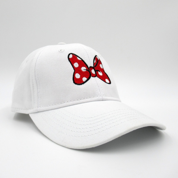 Minnie Mouse Bow Hat, Embroidered Hat, Stitched Disney Hat, Structured Hat, Minnie Mouse Cute Big Bow Cap