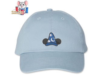 Mickey Sorcerer Embroidered Dad Hat, Adjustable Adult & Youth Sizes, Variety of Cap Colors, Low Profile Unstructured Soft Cap