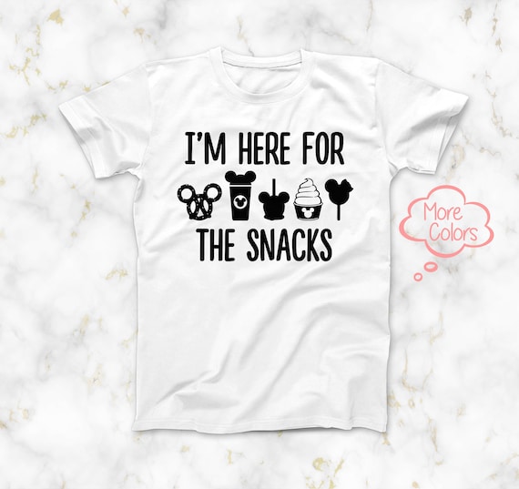 I'm Here for the Snacks T-shirt, Mickey Pretzel, Mickey Soda, Ears