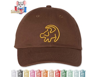 Simba Outline Embroidered Dad Hat, Adjustable Adult & Youth Sizes, Variety of Cap and 80 Stitch Colors, Low Profile Hat