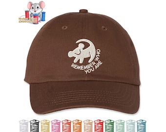 Remember Who You Are Simba Embroidered Dad Hat, Adjustable Adult & Youth Sizes, Variety of Cap and 80 Stitch Colors, Low Profile Hat