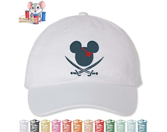 Mickey Pirate Cruise Embroidered Dad Hat, Adjustable Adult & Youth Sizes, Variety of Cap and 80 Stitch Colors, Low Profile Hat