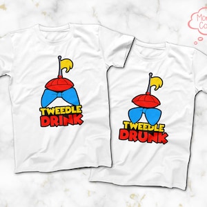 Tweedle DRINK Tweedle DRUNK T-Shirts, Alice in Wonderland theme Tees, Disney Drinking T-Shirts, Disney Wine Tour Shirts, Tweedle Dee Dum