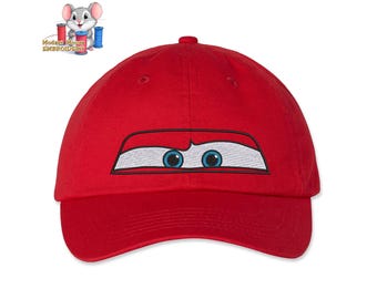 Cars Lightning McQueen Eyes Embroidered Dad Hat, Adjustable Adult & Youth Sizes, Variety of Cap Colors, Low Profile  Cap