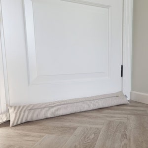 Draft stopper, Draft excluder, Door draft stopper, FILLED, Save Energy, House Warming Gift, Door Snake, Draft Blocker, Linen Striped