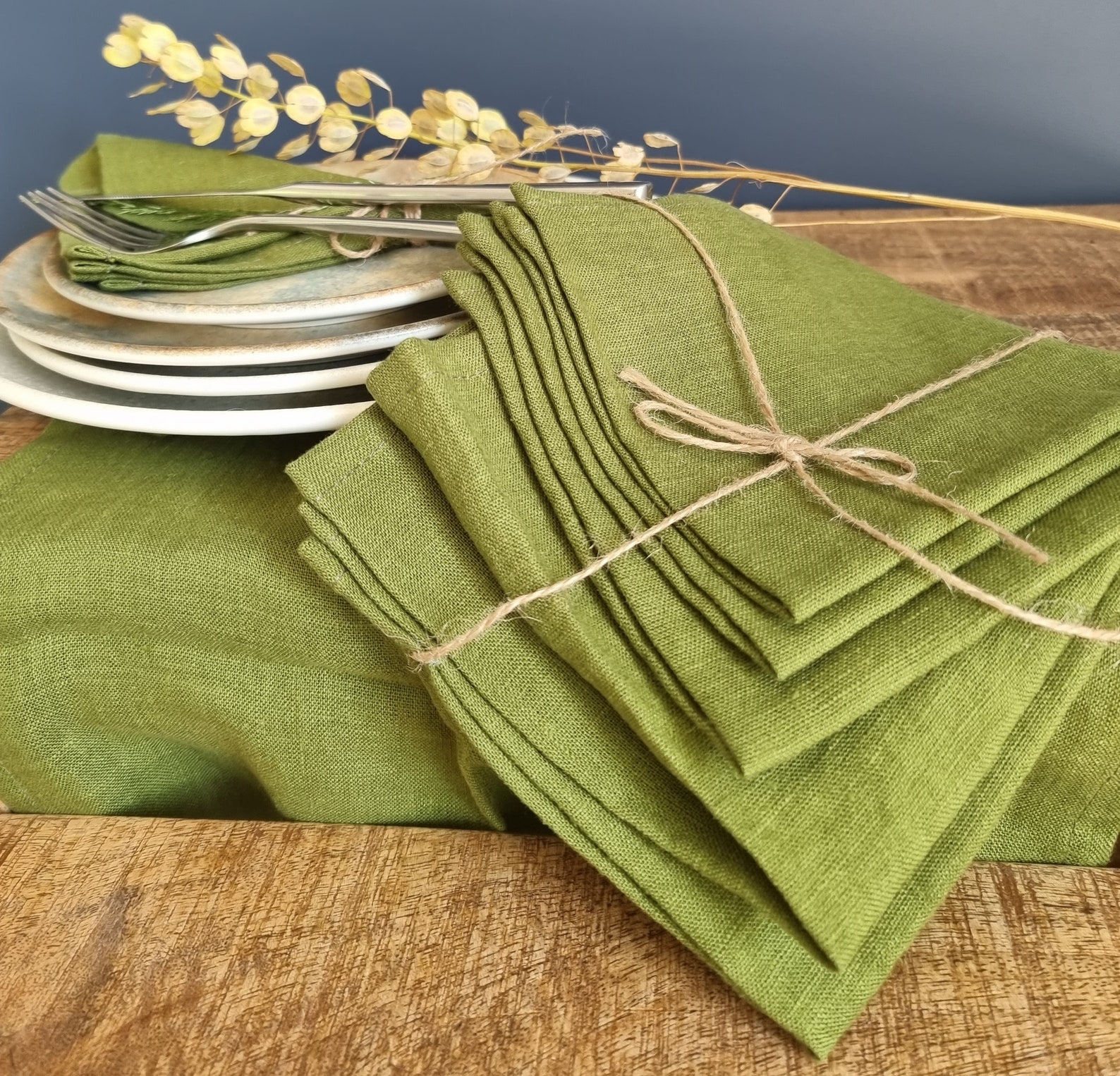 Moss Green Linen Napkins/cloth Napkins/wedding Napkins/table Etsy