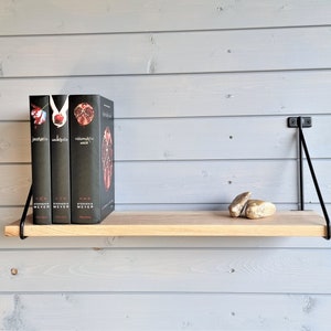 Wandregal aus Holz, Wandregal, Bücherregal, Schwimmendes Industrieregal, Metallhängeregal, Industrieregal mit Metallhalterungen