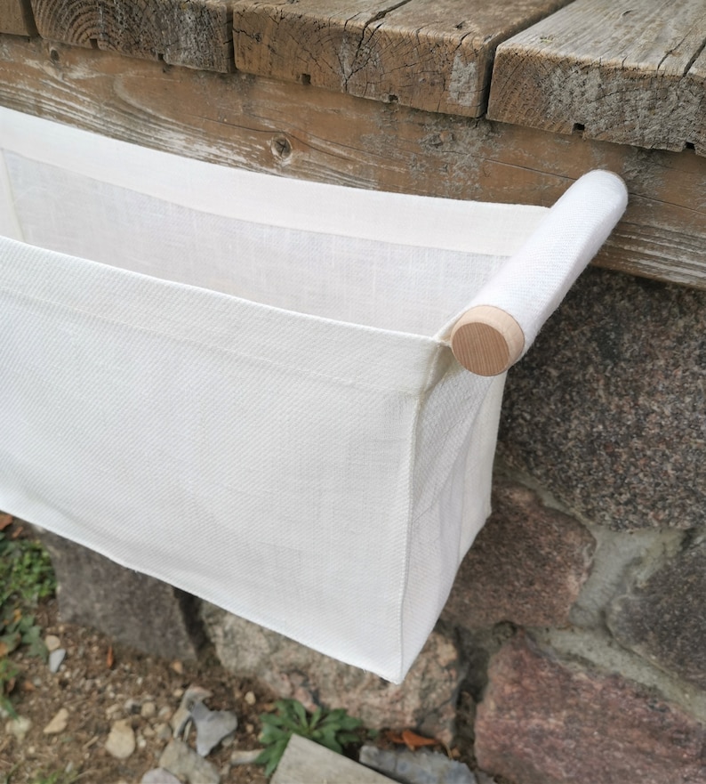 Linen Organizer/off White/storage Basket/linen Pocket/hanging Etsy