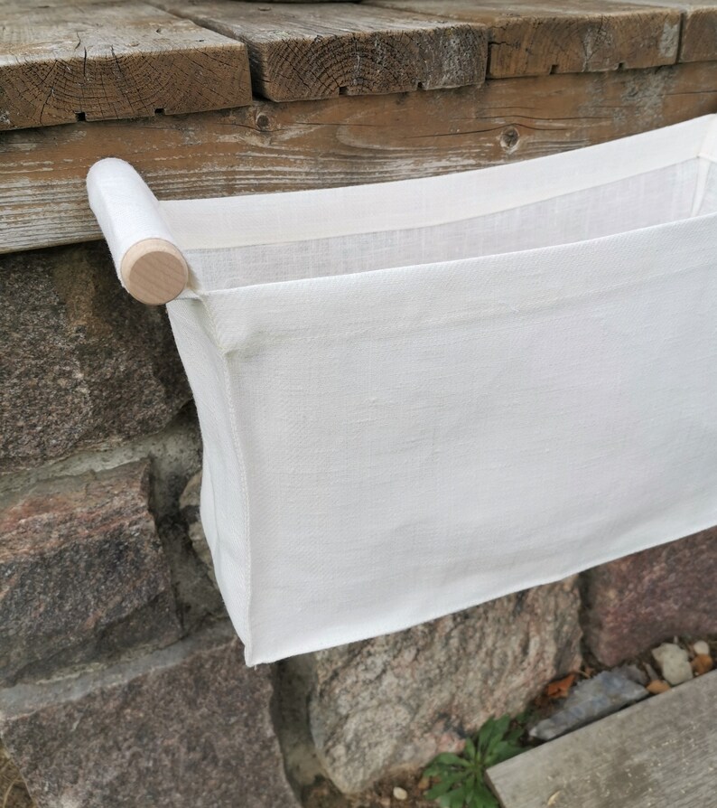 Linen Organizer/off White/storage Basket/linen Pocket/hanging Etsy