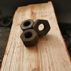 Rusty nut SET of 5, rusted railroad iron, rustic decoration, old railroad nut ant bolt, railroad  bolts, corrosion patina nut.