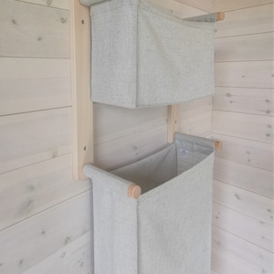 Laundry Basket /Hamper With Organizer/Slim Linen Storage Basket/ Wall Organizer/Camper Basket/ Caravan Hamper/Laundry Sorter.