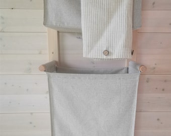 Schmaler Leinen Wäschekorb mit Holzrahmen Wand Organizer