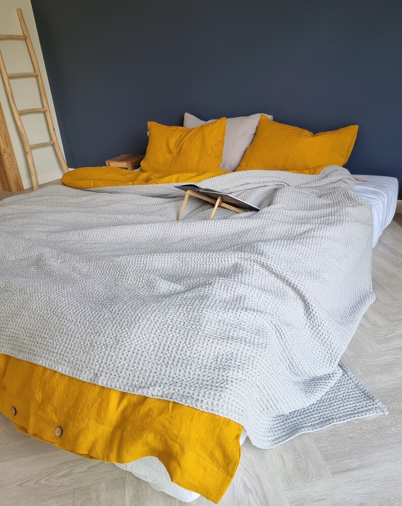 Linen Blanket in Light Grey/Linen Throw Etsy