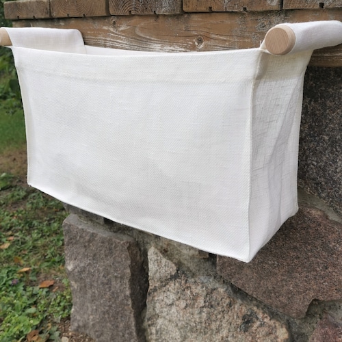 Linen Organizer/off White/storage Basket/linen Pocket/hanging Etsy
