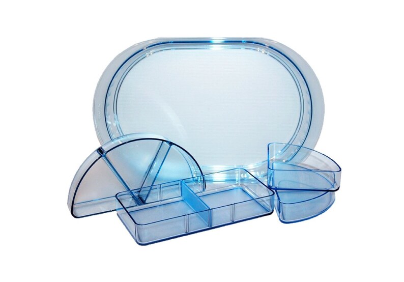 New Vintage Tupperware Serving Tray With Inserts Divided Oval Etsy Canada