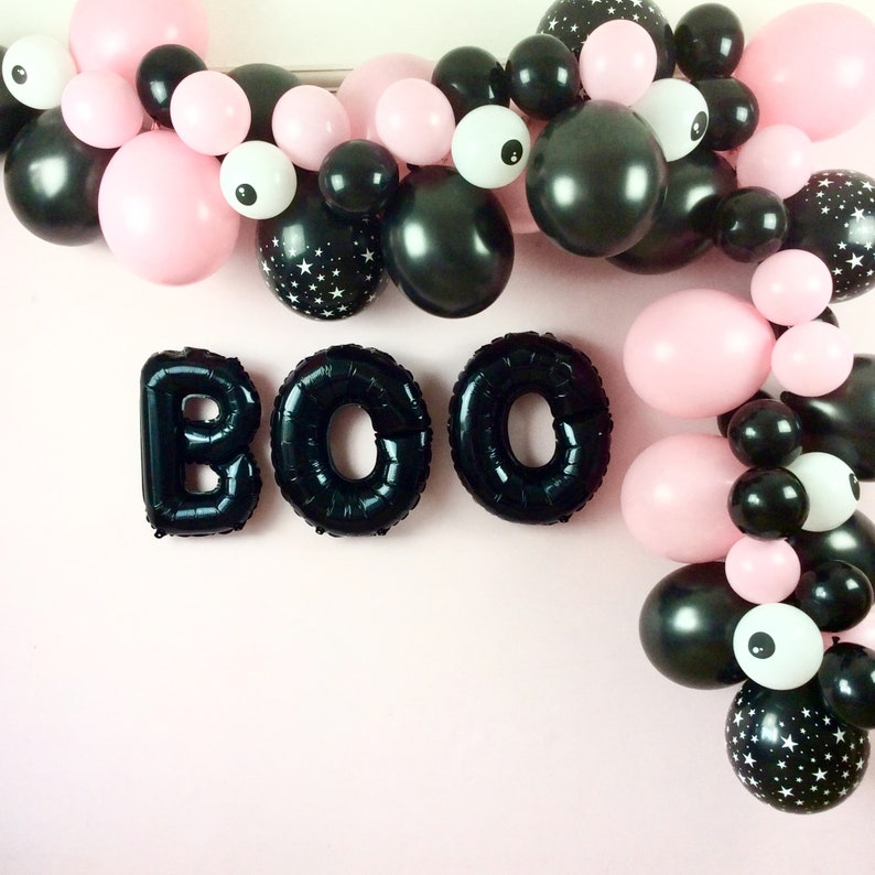 Modern Black and Pink Halloween Party Balloon Garland Cloud Etsy