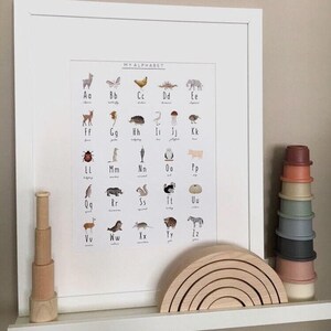 alfabeto animal pôster | Download digital, ABC, Minimalista, ABC Flashcards, Decoração de berçário, Decoração de sala de jogos, Escola em casa