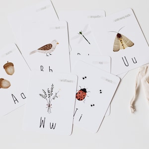 Nature Alphabet Cards| ABC Flashcards, Alphabet Flashcards, Nursery Decor, Playroom Decor, Homeschool, Back to school