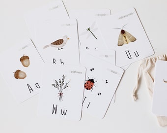 Nature Alphabet Cards| ABC Flashcards, Alphabet Flashcards, Nursery Decor, Playroom Decor, Homeschool, Back to school