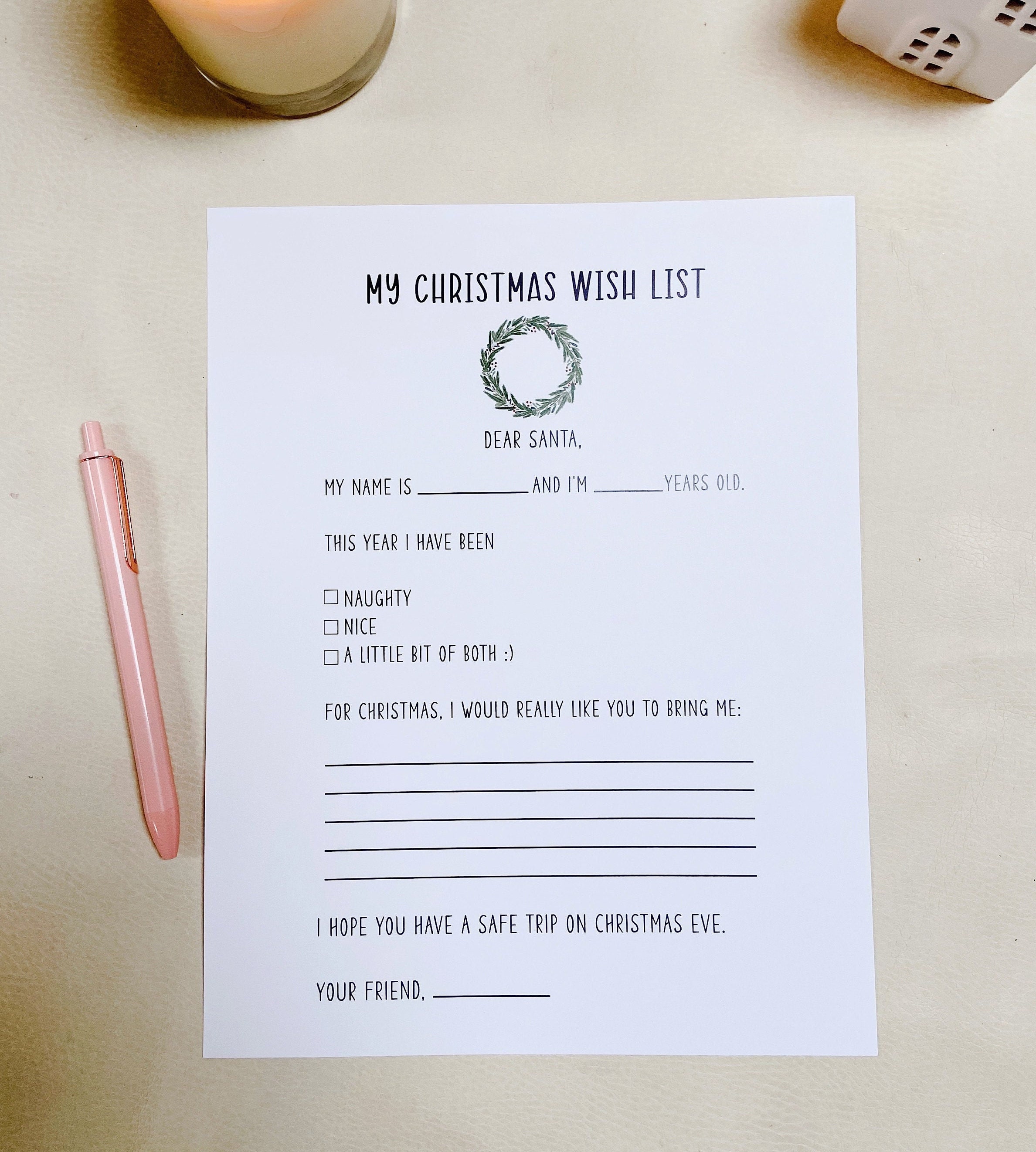 Christmas Wish List | Printable Wish List, Holiday Wish List - Etsy