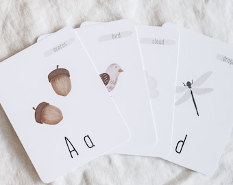 Nature Alphabet Cards| ABC Flashcards, Alphabet Flashcards, Nursery Decor, Playroom Decor, Homeschool, Back to school