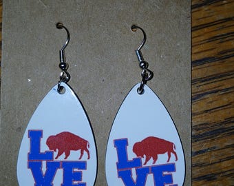 Buffalo Earrings, Messy Bun Buffalo, Daughter gift, Mom Gift, Lets go, josh allen, Buffalo football, zumba