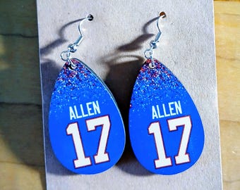 Pendientes de búfalo, moño desordenado, regalo para mamá, vamos, josh allen, fútbol americano de búfalo, zumba, bebe hasta que tu marido se parezca a los pendientes de josh allen