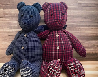 Memory bear/shirt bear/keepsake bear/Memorial bear/memory stuffed animal/personalized bear/personalized stuffed animal/bear made from shirt