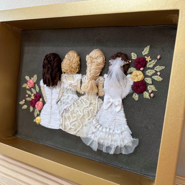 Custom 3D Embroidered Wedding Portrait: Unique Keepsake Gift