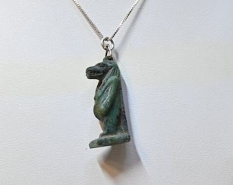 Taweret Egyptian goddess of childbirth/fertility-as amulet/nacklace-ancient Egyptian mythology/religion gemstones-green agate -made in Egypt
