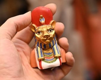 Handcrafted Sekhmet Statue: Egyptian Goddess of War, 10cm
