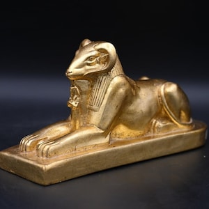 Sphinx with Khnum&#39;s face The Sphinx statue from ancient Egyptian Antiques Handmade made in Egypt Giza Pyramids and Sphinx Egyptian replica
