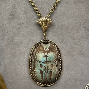 Unique Scarab necklace the ancient Egyptian symbol of protection,good luck,ward off the evil,destruction - Egyptian mythology, made in Egypt