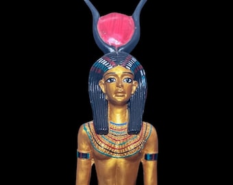 顕現した女神ハトホル像、古代エジプトの牛の女神、エジプト製 顕現した女神ハトホル像、古代エジプトの牛の女神、エジプト製