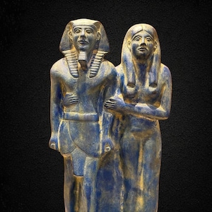 Menkaure great statue for the Egyptian king with his wife Replica Handcrafted stone made ancient Egyptian antiquitie mythology made in Egypt