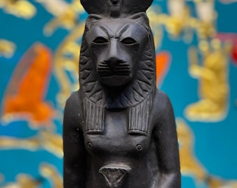 Hand-Carved Stone Sekhmet Statue – Ancient Egyptian Decor