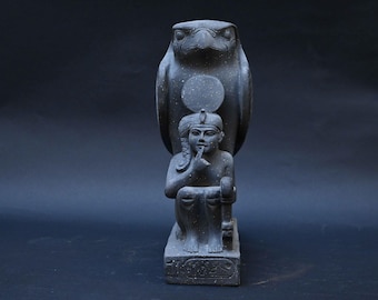 手彫りのラムセス3世像（ホルスとセト付き）、エジプト神話 - Etsy 日本