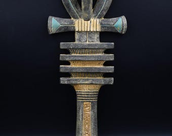 手作りの石造りジェド像、エジプトのアンク彫刻のレプリカ