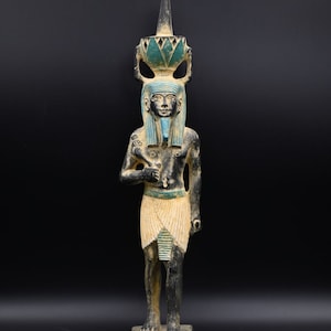 Amazing Nefertum statue the ancient Egyptian God Nefertem God of healing and beauty in ancient Egyptian mythology sculpture diety statue