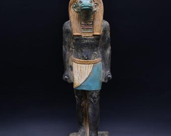 石造ソベック女神像 希少アンティーク – 古代エジプト古代遺物