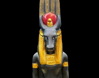 Unique Montu statue Egyptian god of war in the ancient Egypt, appears in the head of Tyre, 100% Egyptian handmade.