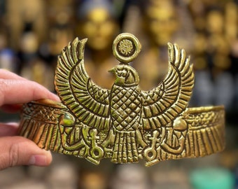 Handmade Gold Leaf Egyptian Horus Crown: Copper Antiquity