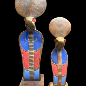 Gorgeous blue Uraeus cobra statue, one of the most important protection deities in Egypt,Authentic Egyptian cobra handmade.sculpture cobra