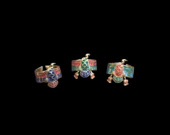 Goddess Nekhbet Ring Copper with Lapis Lazuli Coral & Malachite | Ancient Egyptian Protection Symbol | Handmade Unisex Ring made in Egypt
