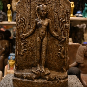 Magical stele of Harpocrates | Horus Disc Magic | Horus with Bes | Egyptian Antiques | Replica | Made in Egypt