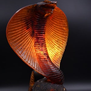 Pretty Uraeus cobra statue, one of the most important protection deities in Egypt,Authentic Egyptian amber cobra handmade.sculpture cobra