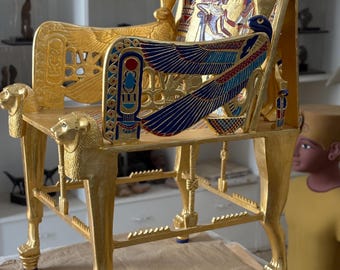 手作りのツタンカーメン王の玉座のレプリカ：証明書付きエジプトの黄金